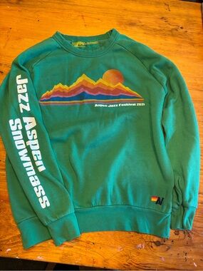 Aviator Nation Aspen Jazz Festival 2021 Green Graphic Crewneck Sweater